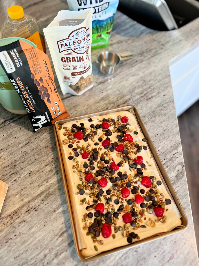 1_4 Sheet of Yogurt Bark with all the Topping for Yogurt Bark Recipe