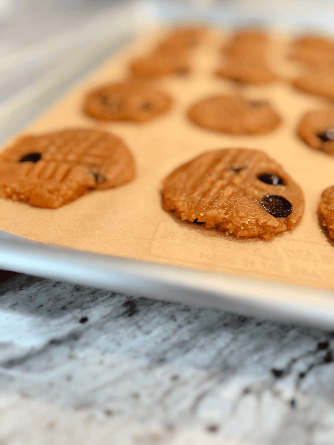 Chocolate chips in peanut butter chocolate chip cookie recipe