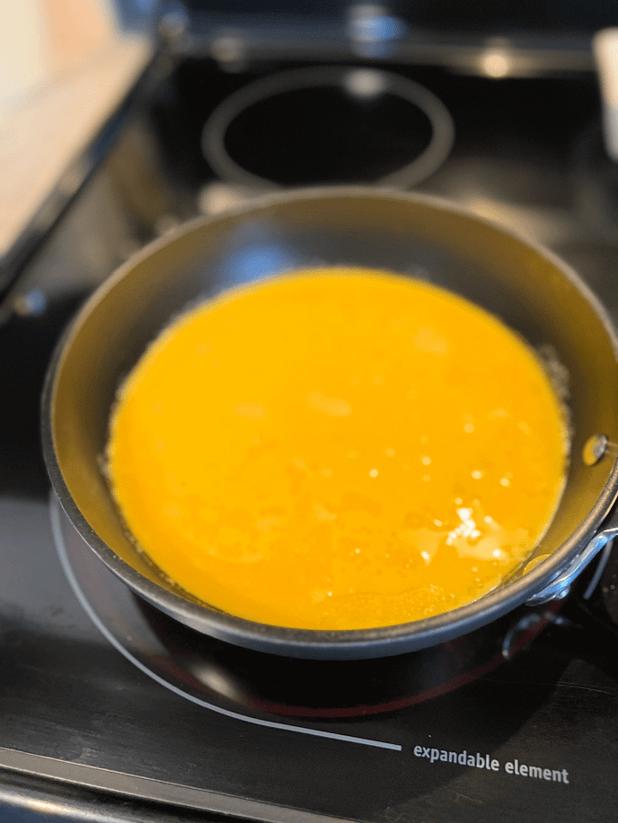 egg mixture in pan