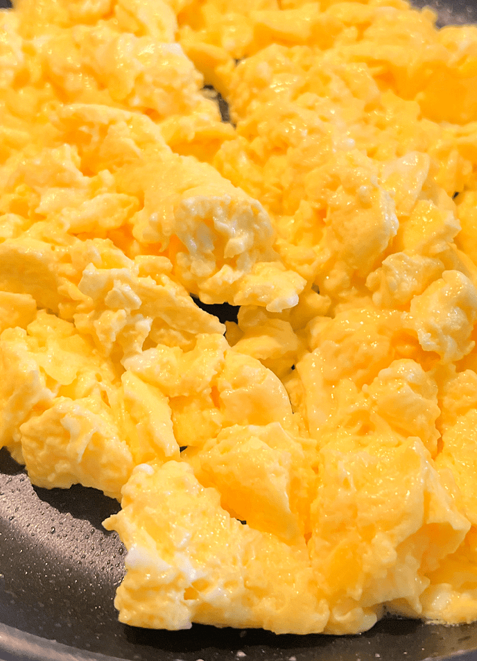 Fully cooked scrambled eggs