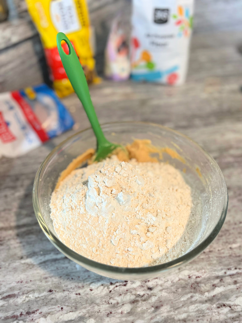 chocolate chip recipe adding in the dry ingredients